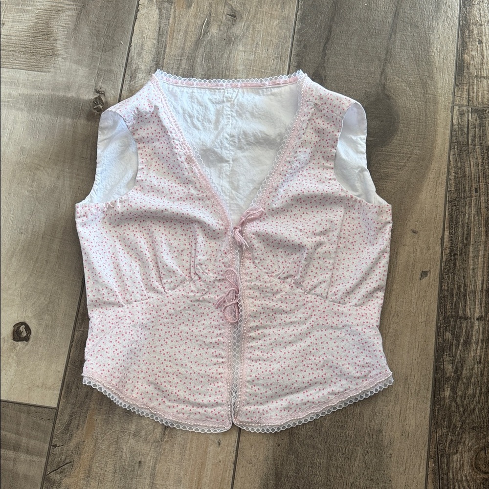 Cottage core pink sweetheart babydoll vest